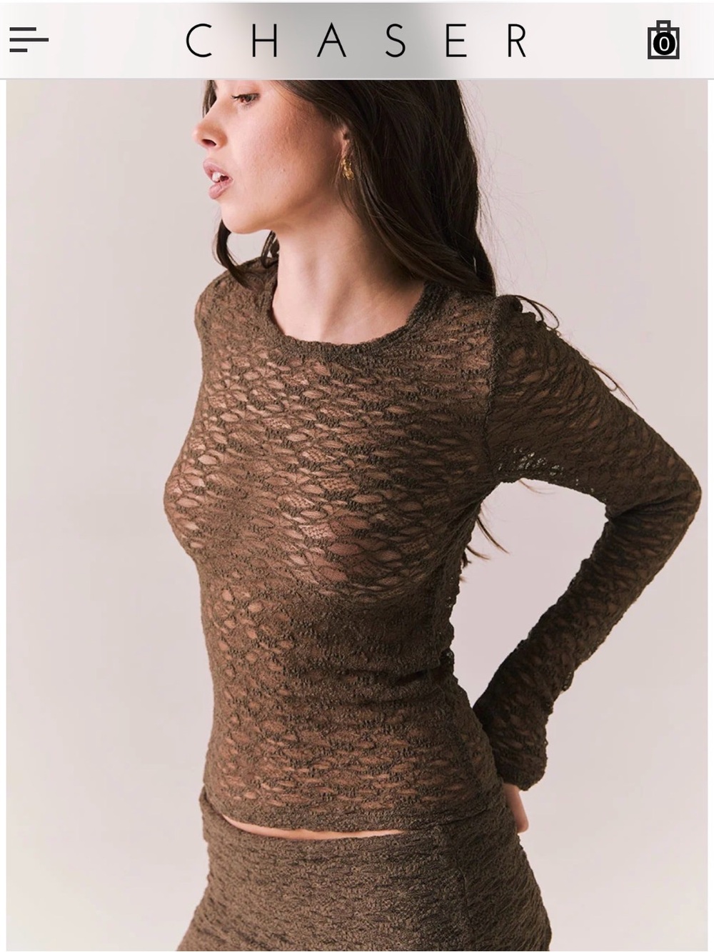 Chaser Espresso Crochet Long-Sleeve Top

New With Tags